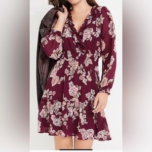 Floral ruffle trim skater dress